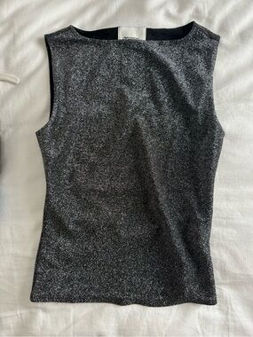 Reformation Black Silver Metallic Sleeveless Tank